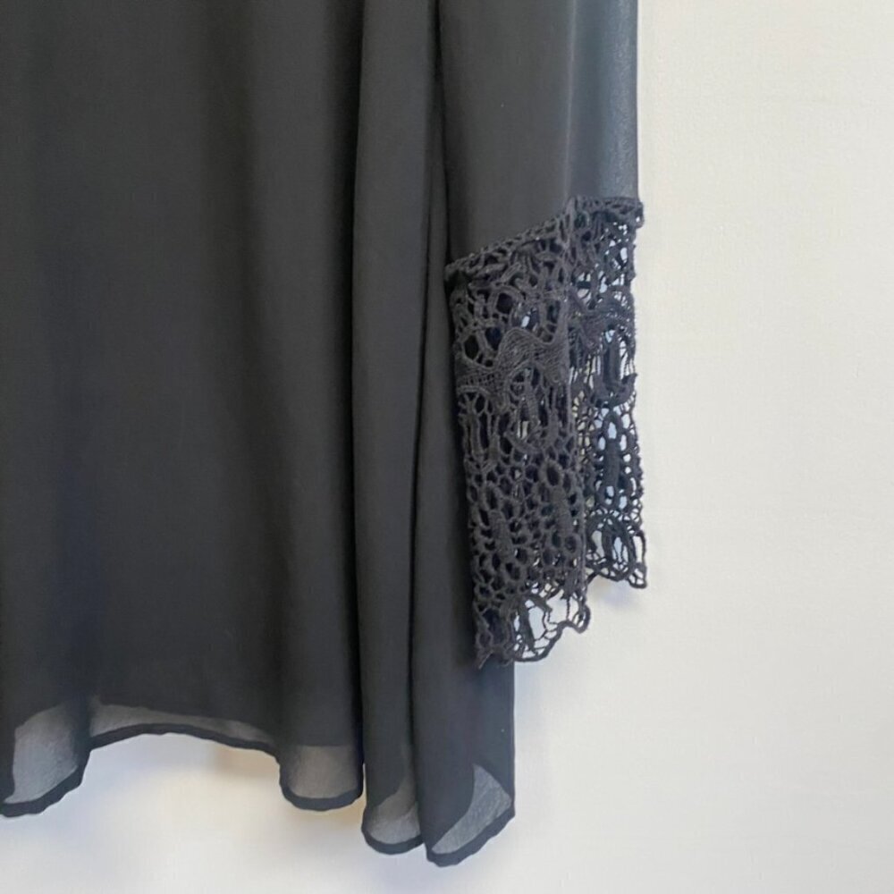 Umgee Black Bohemian Lace Sleeve Back Tie Dress - Picture 2 of 14